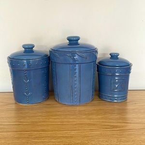 Signature Housewares Sorrento Collection Set of Three Canisters, Cobalt Blue